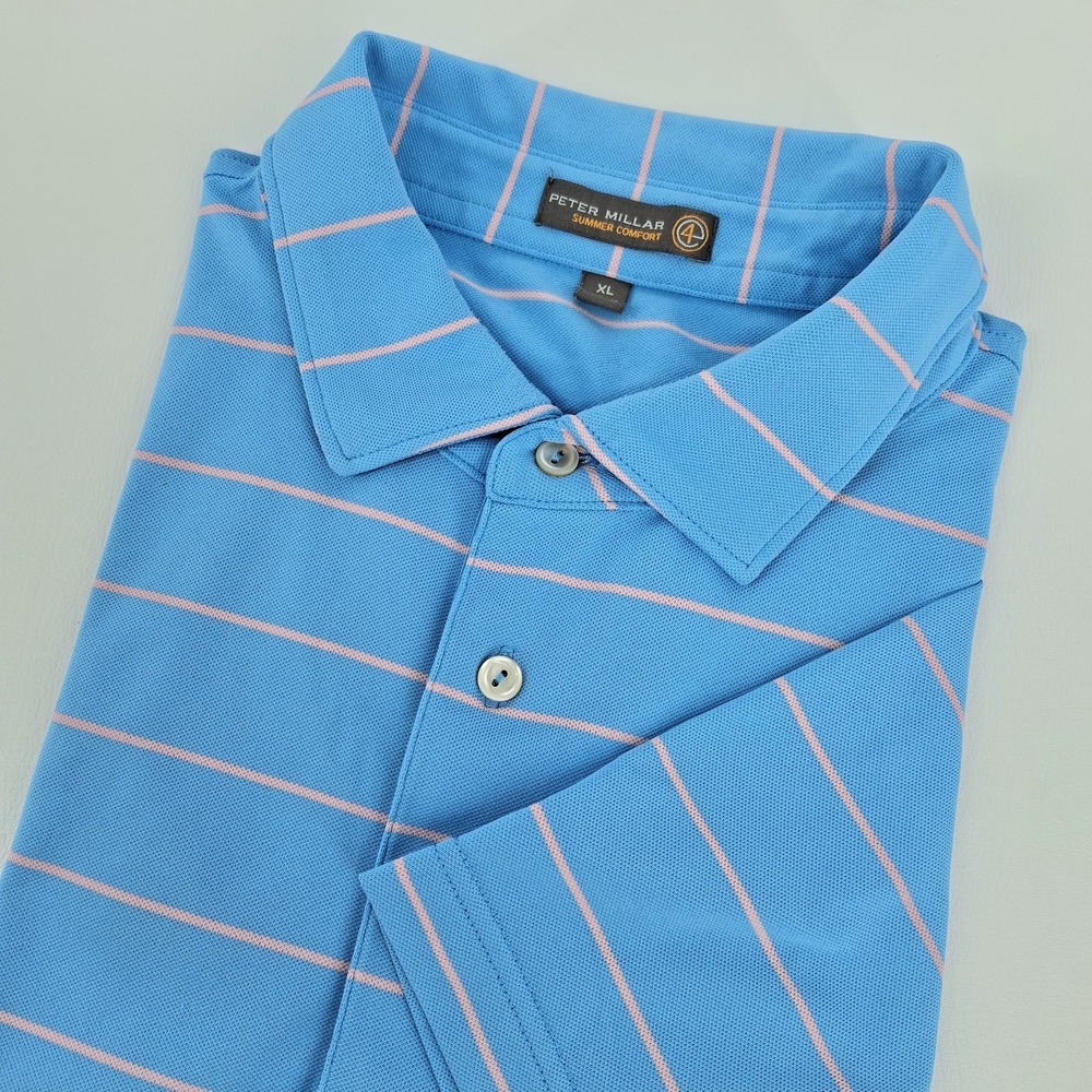 Peter Millar Summer Comfort XL Men's Striped Blue Polo